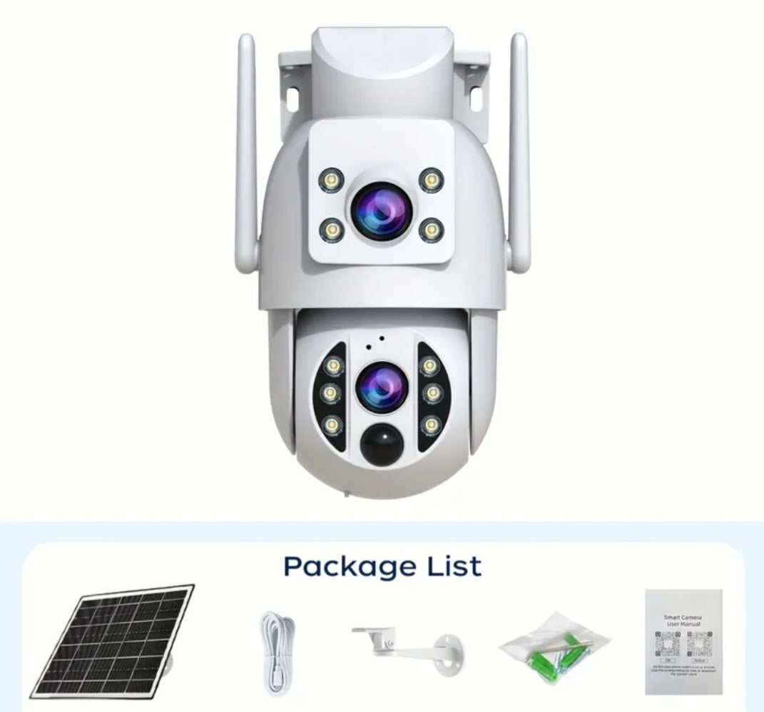 Solar Dual Lens wifi PTZ Security Camera – 1080p Wireless  Outdoor Surveillance System