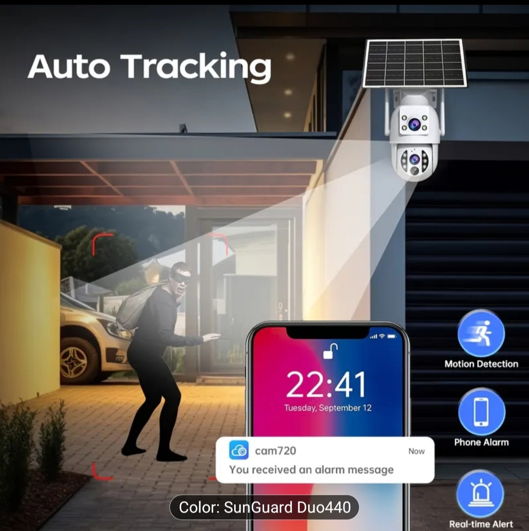 Solar Dual Lens wifi PTZ Security Camera – 1080p Wireless  Outdoor Surveillance System