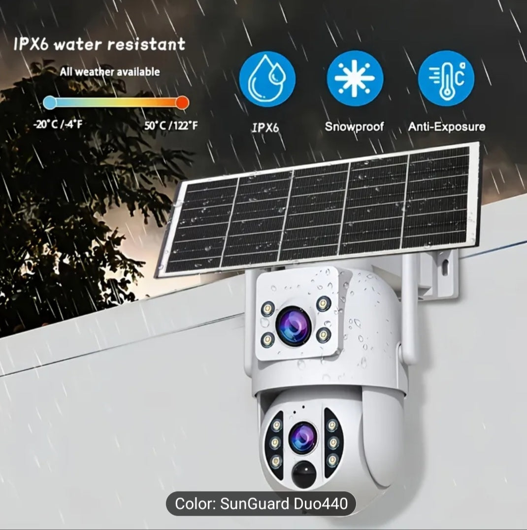 Solar Dual Lens wifi PTZ Security Camera – 1080p Wireless  Outdoor Surveillance System