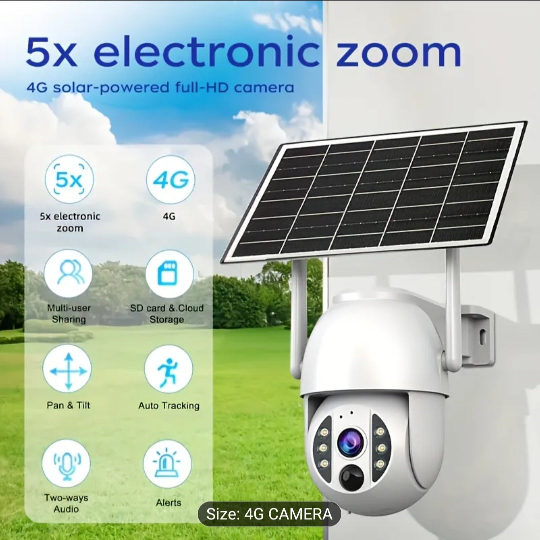 4G only - Solar PTZ Security Camera with 5X Zoom & Auto Tracking 1080p