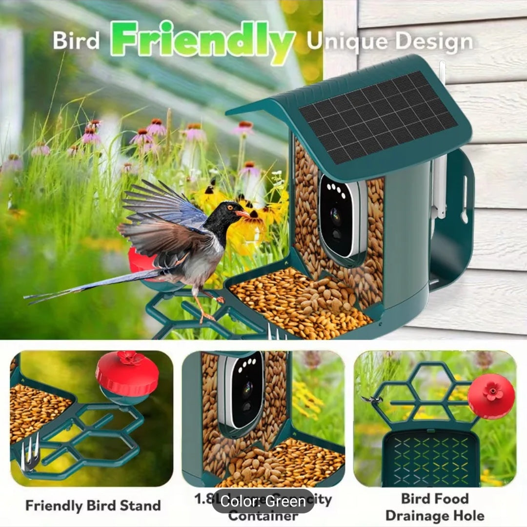 Smart Solar Bird Feeder with Camera – Outdoor Wildlife Monitoring System