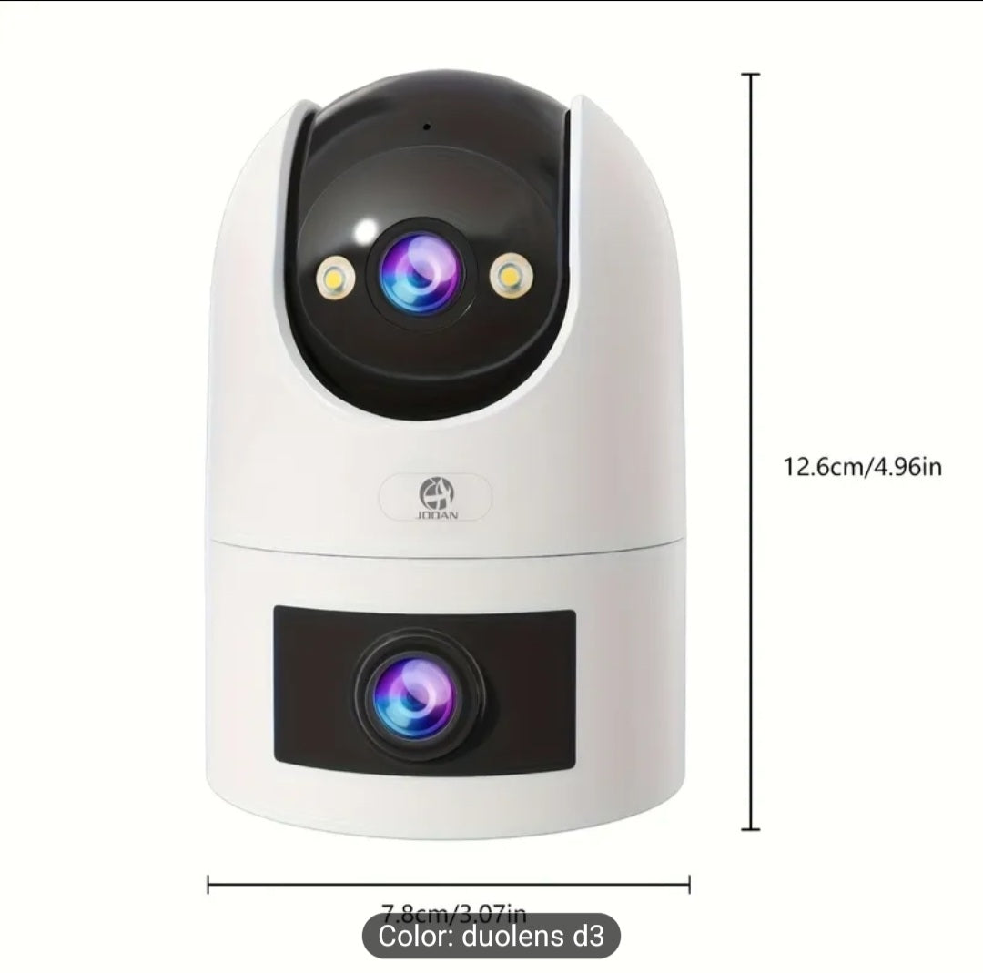 “ Outdoor Dual Lens WiFi Camera – 360° Full View Security with Night Vision & Motion Detection
