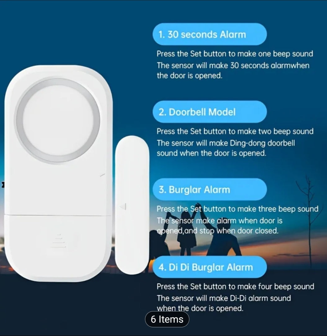 Wireless Door & Window Alarm Sensor with 4 Alert Modes
