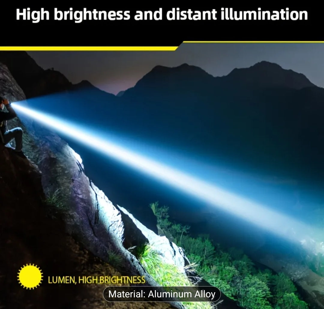 High-Power 3000mAh Philips Rechargeable LED Flashlight – Long-Lasting & Durable