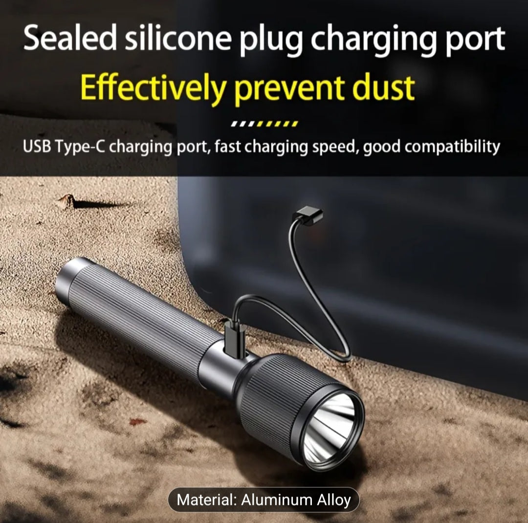 High-Power 3000mAh Philips Rechargeable LED Flashlight – Long-Lasting & Durable