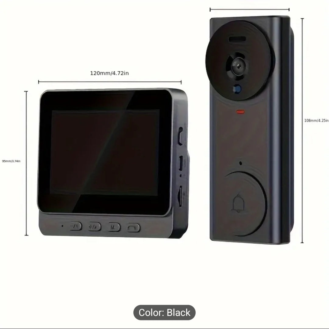 Wireless Smart Video Doorbell with Screen – Night Vision & Two-Way Audio