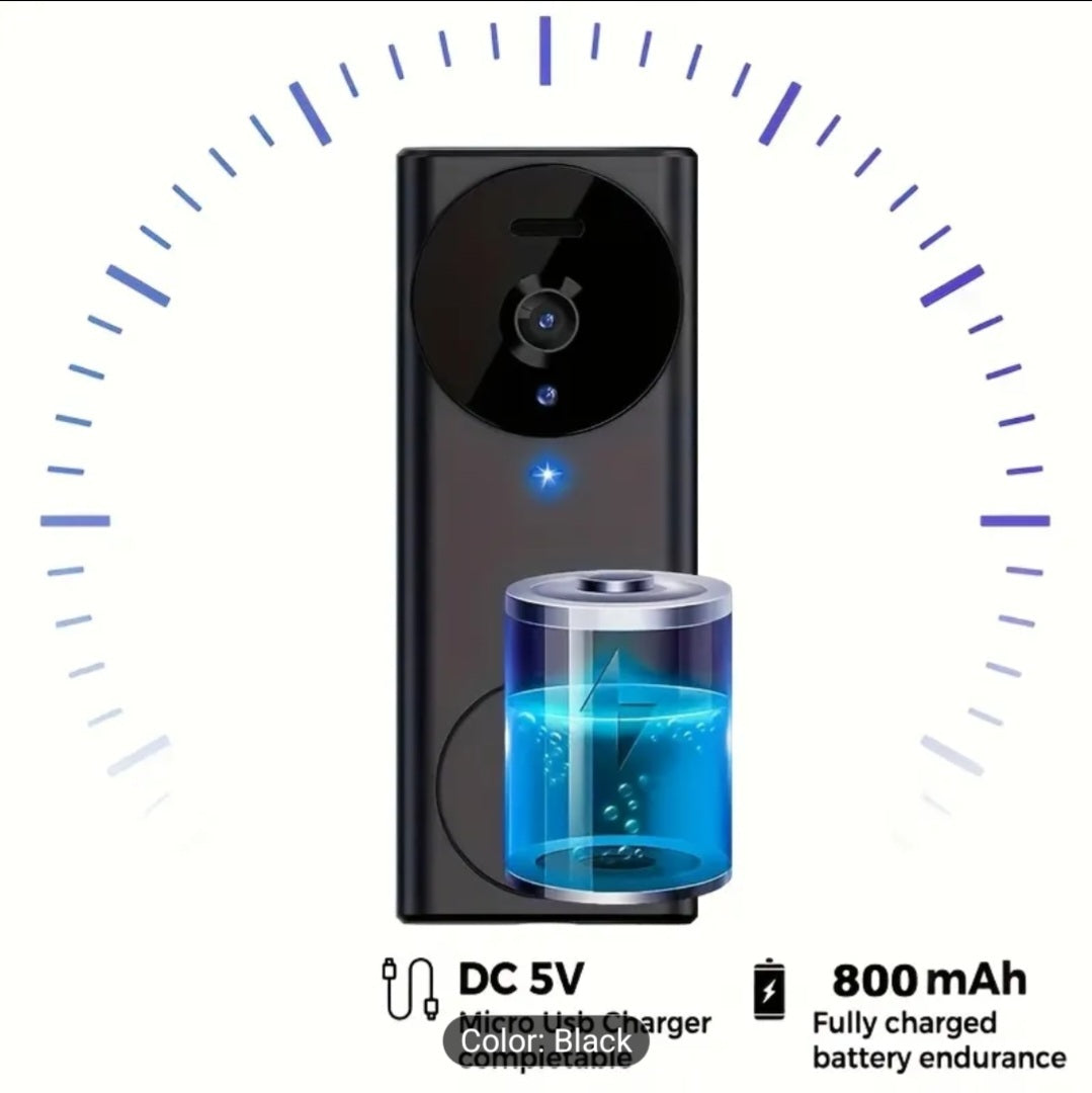 Wireless Smart Video Doorbell with Screen – Night Vision & Two-Way Audio